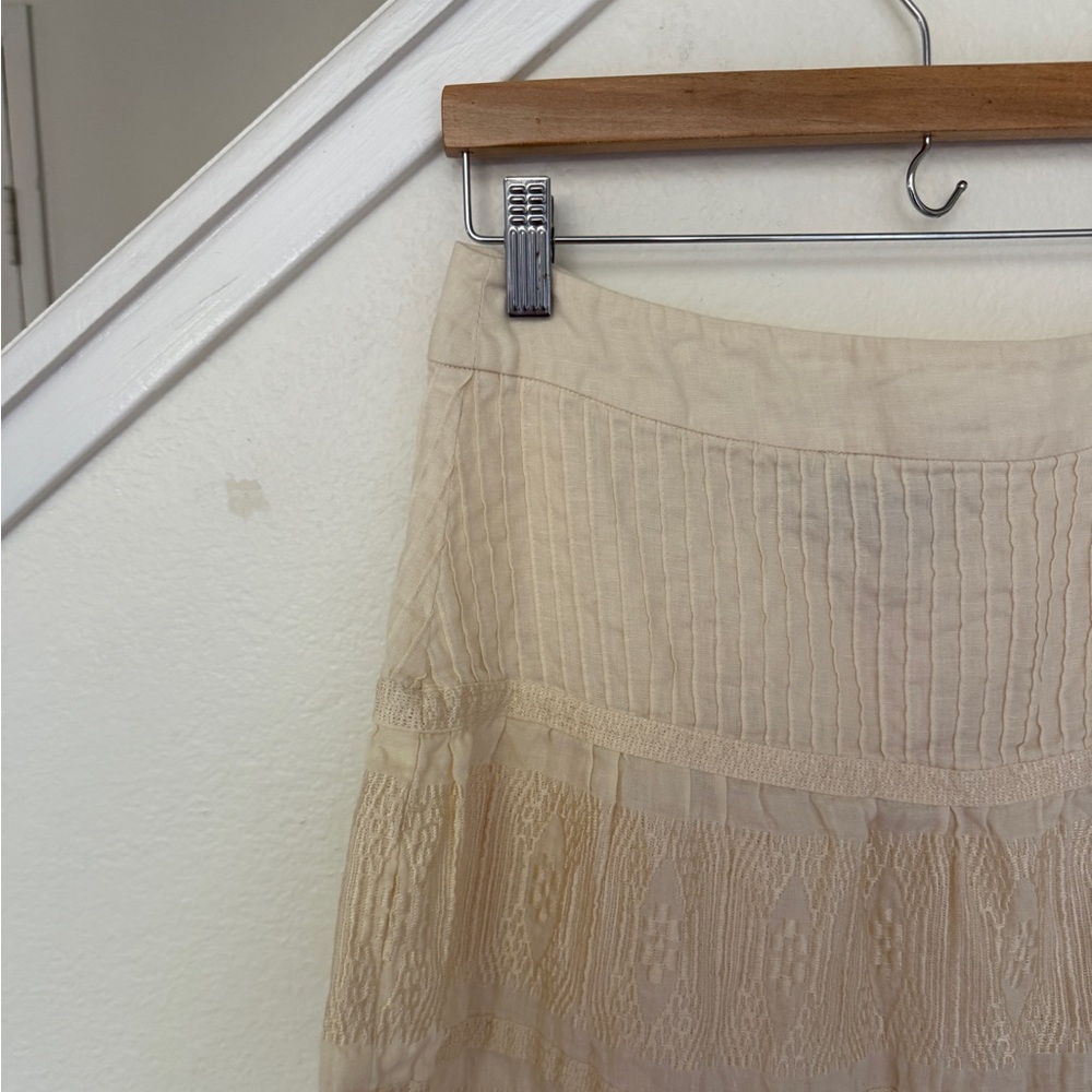 100% Linen Embroidered Skirt - Picture 2 of 5